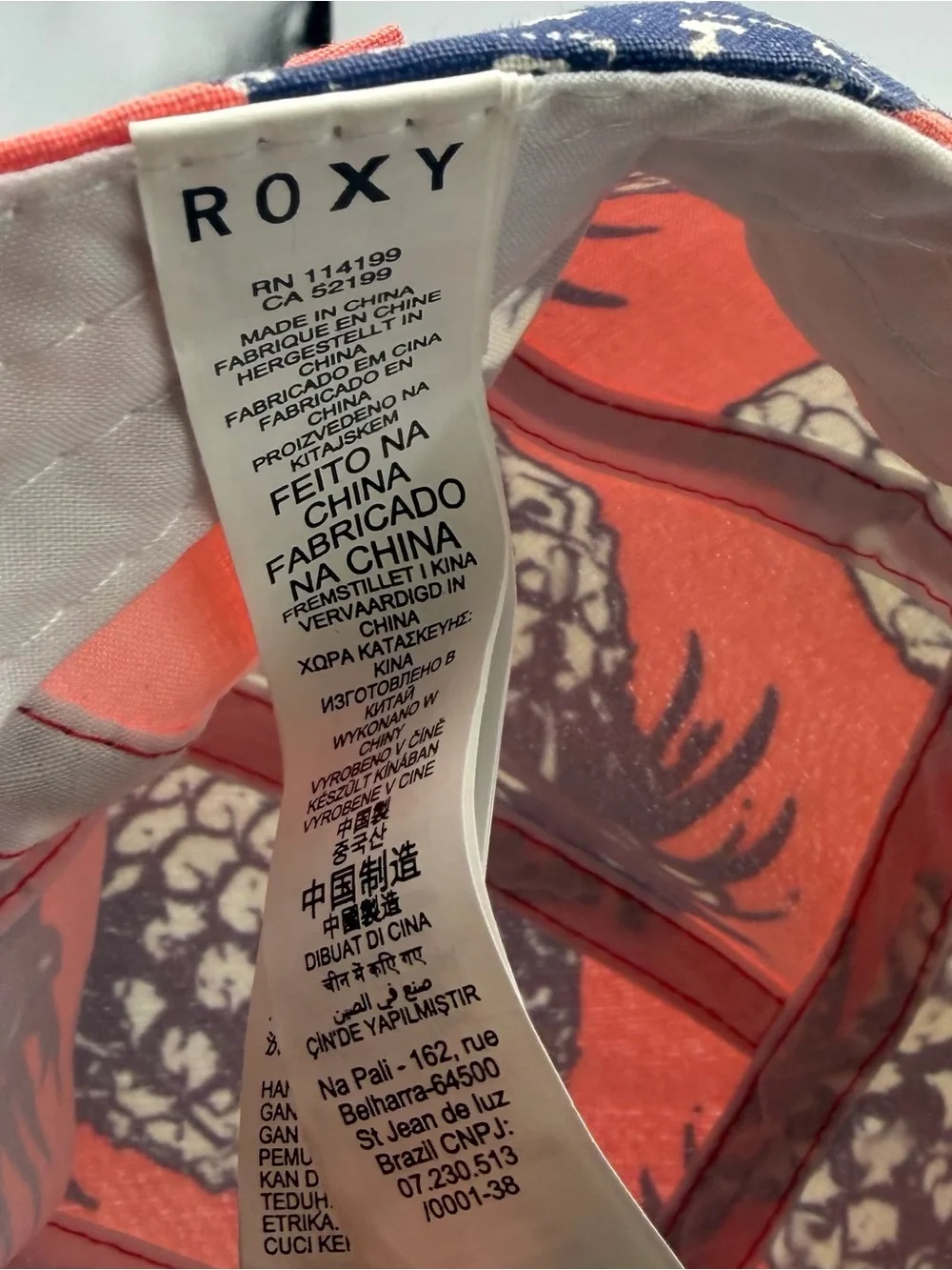 Roxy Coral and Navy Tropical Patch Cap